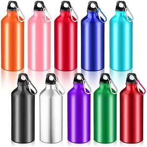 Mimorou 10 Pack 20 oz Aluminum Water Bottle Lightweight Aluminum Reusable Bottles Aluminum Travel Bottles with Carabiner Leak Proof Team Water Bottles in bulk for Gym Sports Bicycle Camping