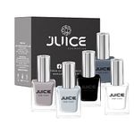 Juice | One Coat | Nail Paint Combo | Glossy Finish | Gravel Gray - 27, Jet Black - 29, Frost White - 30, Natural Gray - 52, Dark Oat - 54 | Long Lasting | 11Ml Each | Pack Of 5