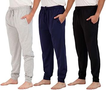 3 Pack: Men's Cotton Big and Tall King Size Lounge Jogger Winter Christmas Pajama Pants Sweatpants Pockets PJ Bottoms Sleep Knit Drawstring Terry Soft Jersey Pijama Pockets - Set 4, 4x Tall