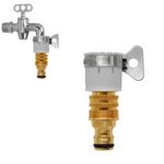 Pipe Connector for tap,Brass Hose Quick Connect,Pipe Connector for Tap 1/2 and 3/4 inch, Universal Faucet Adapter Tap Connector Sets for Garden Bathroom Kitchen Outdoors (1, Gold)