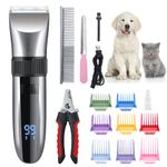 BarberBoss Cordless Dog Grooming Clipper - Waterproof, Ceramic Blades, LED Display, Fast Charging, Electric Pet Clippers for Dogs Cats Pets Hair Trimmer QR-9082