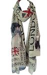 Tiny Susie Union Jack Scarf London Souvenir Gift Soft and Oversize Fashion Scarf (Beige1)