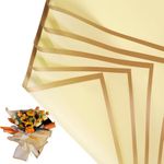 Zarwani Waterproof Plain Golden Border Bouquet Wrapping Paper Sheet |Korean Bouquet Papers | Sheets, Arts & Crafts and DIY to wrap christmas gifts (Light Yellow, 10 Sheets)