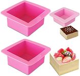 3 Pcs Non-Stick Square Baking Silicone Molds, AIFUDA Quick Release Bread Pan Bakeware Tray for Cheese Cake Tier Cake Handmade Toast Mold Bread Mould Soap Mold - Rose Red, Pink