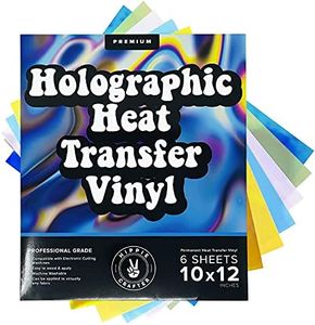Holographic Permanent Vinyl HTV 6 Premium Permanent Vinyl Holographic Sheets Heat Transfer Holographic HTV Craft Foil Iridescent Opal Vinyl Sheets Without Roll in Gold Silver Chrome and Blue