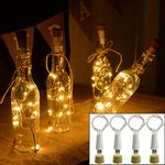 Abkshine 4 Packs USB Rechargeable Bottle Lights with Cork, 20 LED Warm White Fairy Lights for Centerpiece Decor Empty Old Gin Bottles Mason Jar, Night Lights for Bedroom Birthday Christmas Party Decor