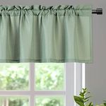 GlowSol Kitchen Valance Curtain Half Window Curtains for Living Room 60 Inch Width Curtains Short Cafe Window Basement Curtains, Sage, 60"×15", 1 Set