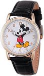 Disney Mickey Mouse Adult Classic Cardiff Articulating Hands Analog Quartz Leather Strap Watch