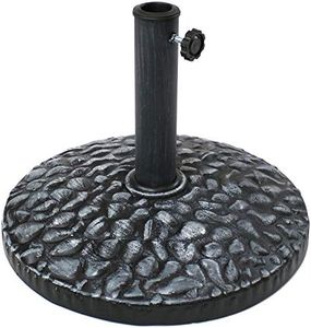 Sunnydaze 18-Inch Diameter Pebble Texture Resin Patio Umbrella Base - Gray Finish - 1.5- to 2-Inch Pole Diameter