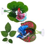 Fish Tank Plants, Betta Bed Leaf Hammock Aquarium Plants Lightweight Resting Spot for Betta Fish Spawning Leaf Simulation Leaves With Suction Cup Fish Tank Decorations Accessories (3PCS)