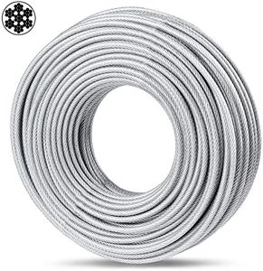 5mm Wire Rope, 30m PVC Coated Steel Cable 7×7 Strand Core, Ideal Cable Railing System for Stair Handrail Balusters Porch Fence Deck, String Light Hanging, Clothesline, Curtains, Shade Sail