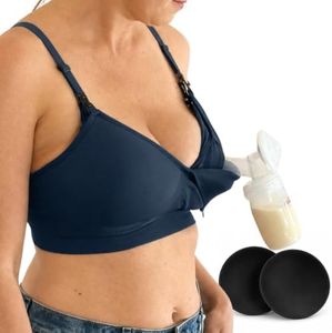 Supermom Silhouette with Removable Pads, Pumping Bra Hands Free, Adjustable Pumping & Nursing Bra for All Breast Pumps Black