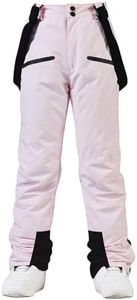 RIUIYELE Women's Detachable Ski Bib Pants Outdoor Windproof Waterproof Snow Pants Insulated Warm Pants Pink S