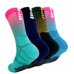 Athletic Crew Socks Performance Thick Cushioned Sport Basketball Running Training Compression Socks for Men & Women 4 Pack