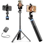 Kaiess 63" Tripod for iPhone, Selfie Stick Tripod & Phone Tripod Stand with Remote, Cell Phone Tripod for iPhone, Extendable Travel Tripod Compatible with iPhone/Android (360° Rotation)