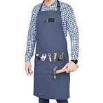 Professional Grade Durable 1Pk Extra Large XXL Men/Women Aprons for Cooking BBQ Work, Camel, XX-Large (Blue)