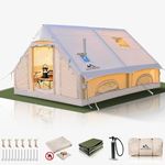 13' x 10' Large Inflatable Tent for Camping 8-10 Person, 4 Season Blow Up Tent with Stove Jack, Easy Setup Tent Inflatable with Hand Pump & Waterproof Groundsheet