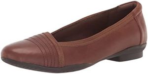 Clarks Women's Sara Erin Ballet Flat, Tan Leather, 8.5 US