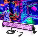 Anpro 72W UV Black Light Bar, 48 LED USB Blacklight with Fluorescent Tapes, 4.5ft Adjustable Black Light Bar for Fluorescent Poster Glow Party Body Paint, Halloween Decorations, Cabinet