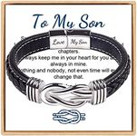 To My Son Bracelet from Mom, Braided Leather Bracelet ’Forever Linked Together ’ , Back to School Gifts Christmas Gifts Birthday Gifts, no gemstone