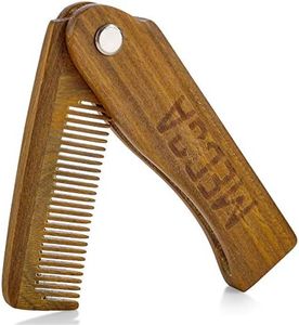 Folding Wooden Comb - 100% Solid Beech Wood - Fine Tooth Pocket Sized Beard, Mustache, Head Hair Brush Combs for Men With Any Hair Types - Travel, Styling & Detangler