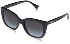 Ralph by Ralph Lauren Women's RA5265 Sunglasses, Shiny Black/Gradient Grey, 55 mm