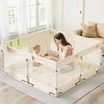 Ugozee Baby Playpen for Babies and Toddlers, 47x47inch Small Play Pen for Indoors, Toddler Playpen for Apartment, Play Yard, Baby Activity Play Fence, 120x120cm Twins Playard