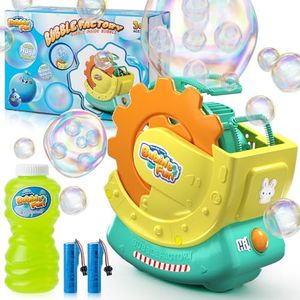 Machine à bulles rechargeable pour enfants – Bulles extra larges avec effets de bulles dans les bulles, jouet automatique rapide avec solution de 236,8 g, souffleur à bulles pour jeu