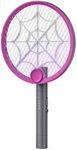 Buzbug 3800V Electric Fly Swatter, Dual Modes Bug Zapper Racket, 1500mAh Type-C Rechargeable Battery, Portable and Foldable Fly Zapper Racket, for Indoor Outdoor Home Patio Camping (Purple Gray)