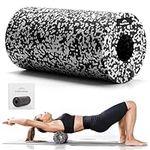 EVEREST FITNESS Foam Roller - 30 cm (11.9 inches) - Medium Hardness Massage Roller for Muscles - Yoga Pilates Back Muscle Rollers with Carrying Bag - in Black/White