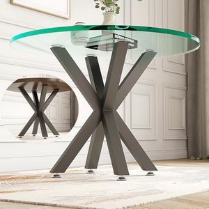 HEONITURE 28" Metal Table Base with Suction Cups, Modern Desk Base for Marble, Glass, Wood Top,Furniture Legs for Home, Kitchen, DIY Desk, End Table, Coffee Table (Black, 28" H*25.3" W)