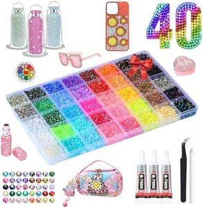 40 Colors Rhinestones Bedazzling Kit, 40000Pcs 3mm Flatback Rhinestones for Bedazzling with B7000 Glue, Tweezer & Pickup Pen, Sparkle Bedazzled Kits for Nail Art DIY Crafts Shoes Phone Case