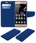 ACM Leather Flip Case Compatible with Gionee Marathon M5 Lite (Cdma) Mobile Wallet Cover Blue