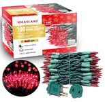 XMASLAND Ultra-Bright Connectable RED Christmas Light Set 100 Count 19.6Feet Incandescent Bulb Mini String Light for Indoor Outdoor Christmas Tree Garland Wedding Garden Holiday Party Festival Decor