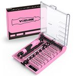 VCELINK Precision Screwdriver Set, 45 in 1 Magnetic Mini Screwdriver Kit, Tweezers & Extension Shaft for Toy, Phone, Tablet, Game Console Repairing, Pink Small Screw Driver Set Gift for Women