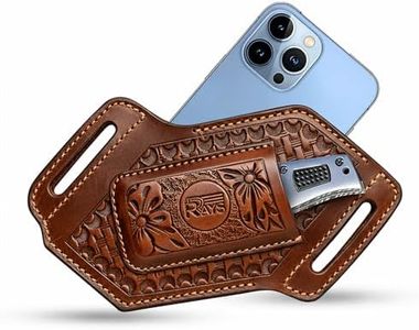 Leather Knife Sheath for Belt Pocket Folding Knife Holder Compact Draw Knifes Carrier EDC Tools Holster (Sheath with Mobile Holster)