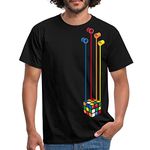 Spreadshirt Magic Rubik's Cube Colourful Paint Buckets Men's T-Shirt, S, Black