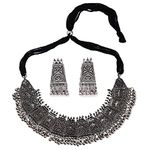 Shining Diva Fashion Latest Stylish Traditional Oxidised Silver Necklace Jewellery Set for Women (13108s)