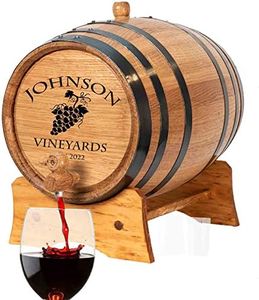 Personalized 5 Liter Oak Wine Barrel (1 gallon) with Stand, Bung, and Spigot | Age Cocktails, Bourbon, Whiskey, Beer and More! | Engraved Custom Wine Barrel (V16) Design