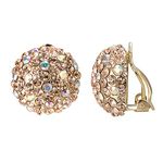 Yoursfs Glitter Crystal Clip On Earrings for Women 18ct White/Rose Gold Plated Half Ball Earrings Girl's Fashion Jewellery