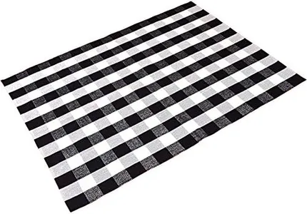 LEVINIS Cotton Washable Rugs Black and White Plaid Rug for Living Room/Bedroom/Dinning Room, 79''x59''