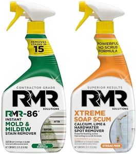 RMR Instant Mold & Mildew Stain Remover Spray + Xtreme Soap Scum Remover, No-Scrub Indoor/Outdoor Cleaning System for Bathroom, Shower, Siding, & Deck, 2–32 Oz Bottles
