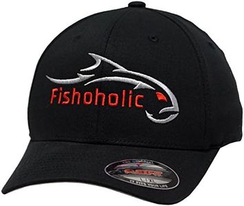 Fishoholic Flexfit Baseball Fishing Hat – Embroidered Logo, Semi-Fitted, S/M & L/XL Sizes – Fishing Enthusiast Gift