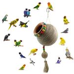 Jainsons Pet Products Natural Earthenware Bird House, Hand Made Hummingbird Nest, Small Parakeets Cockatiels, Conures, Macaws, Lovebirds Bird House for Garden Window Outdoor Home Decoration (1pcs)