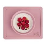 ezpz Mini Bowl (Blush) - 100% Silicone Suction Bowl with Built-in Placemat for Infants + Toddlers - Comes with a Reusable Travel Bag