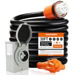 Finderomend 30 ft 50 Amp Generator Cord and Power Inlet Box Combo Kit,125/250 Volts,Generator Power Cord NEMA 14-50P to SS2-50R Extension Cord,for RV Truck Trailer Motorhome