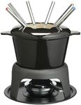 MasterClass Cast Iron Fondue Set for Chocolate, Cheese, Meat, 21 x 18 cm, Black