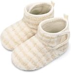 BARERUN Baby Booties Kids House Shoes Slippers for Girls Baby Booties 6-12 Months Soft Sole Shoes Sock Shoe 12-18 Months Beige Toddler Size 7-8