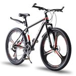 LSBIKE Mountain Bike 24in 26in 27.5In 3 Spoke Wheels Bicycle 21 Speed Drivetrain Bike Mountain bicycle for Adult Men Dual Suspension Hardtail Bicycle Women Sport Cycling Bike (Black Red, 24inch)