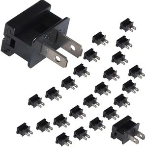Aniai (25) Pack Vampire Plug, Slip and Slide Plug Add,Extension Cord Ends Male and Female, Replacement Electrical Plug 2 Prong, SPT-1 Wire (spt1 Male, Black)
